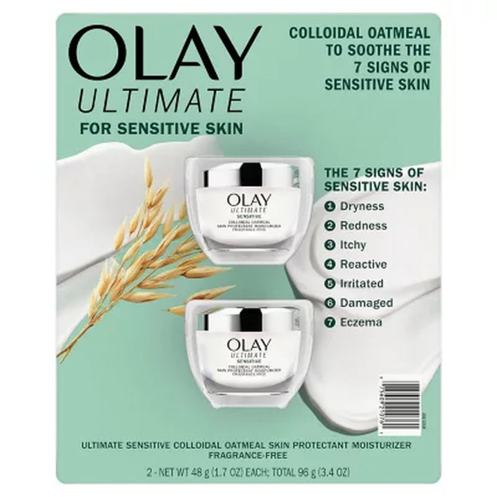 Olay Ultimate Soothing Face Moisturizer for Sensitive Skin, Fragrance-Free, 1.7 Oz., 2 Pk.