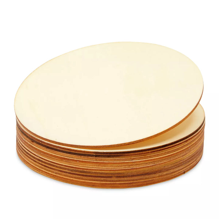 Juvale 12 Pack 6 Inch Unfinished Wood Circles for Crafts, Blank Cutout Slices for Wood Burning, Engraving, round Wooden Discs, 1/10 Inch Thick