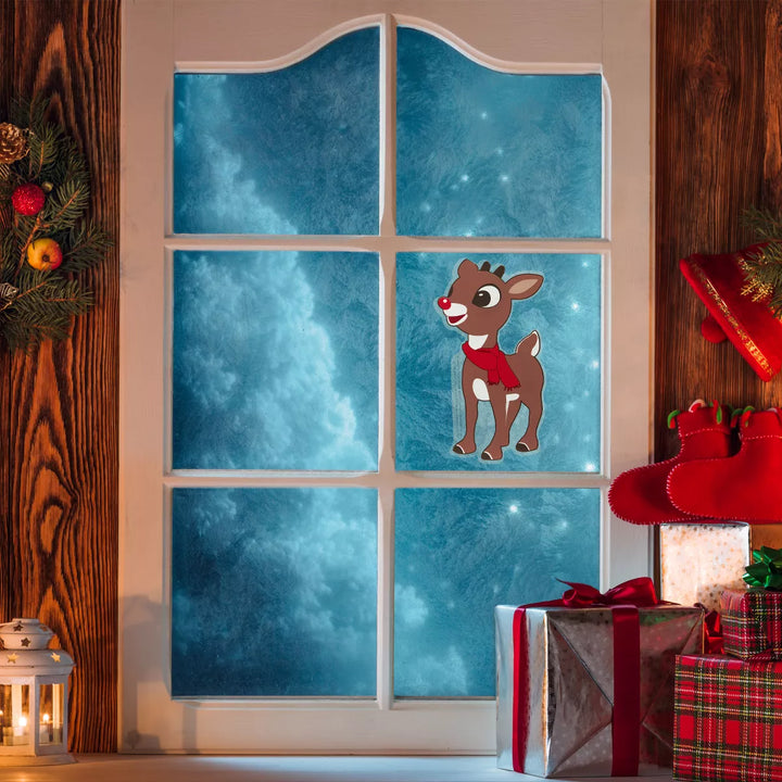 Northlight 8" Rudolph in Red Scarf Double Sided Gel Window Cling Decoration