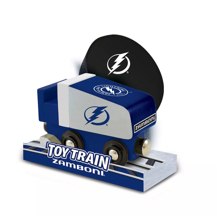 Masterpieces Officially Licensed NHL Tampa Bay Lightning Wooden Toy Zamboni Train Engine for Kids.