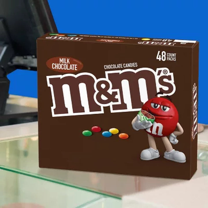 M&M'S Milk Chocolate Candy, Full Size, 1.69 Oz., 48 Pk.