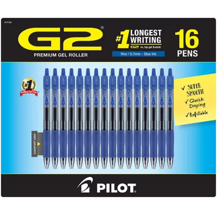 Pilot G2 Retractable Gel Pens, Fine 0.7Mm, 16 Pack, Select Color