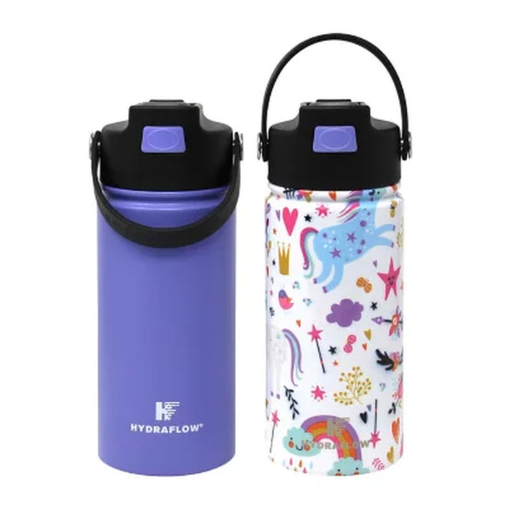 Hydraflow Kids Hybrid 14-Oz Stainless Steel Insulated Bottles, 2 Pack (Assorted Colors)