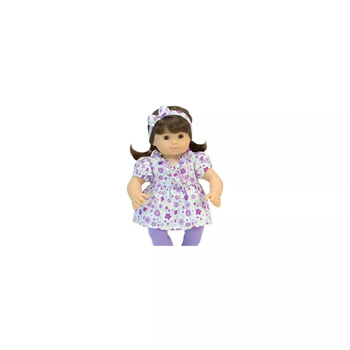 Sophia'S - 15" Doll - Floral Top, Leggings & Headband Set - Purple