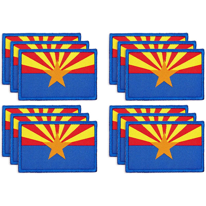 Okuna Outpost 12 Pack Woven Iron on State Patches, Arizona Flag Appliques (3 X 2 In)