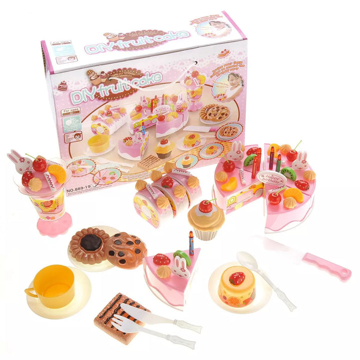 Link Worldwide 75Pc Deluxe Birthday Cake Pretend Play Toy Set - Perfect for Girls and Boys - Pink