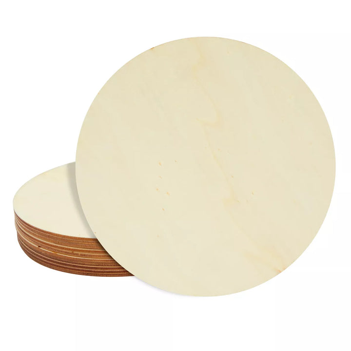 Juvale 10 Pack 8 Inch Unfinished Wood Circles for Crafts, Blank Cutout Slices for Wood Burning, Engraving, round Wooden Discs, 1/10 Inch Thick