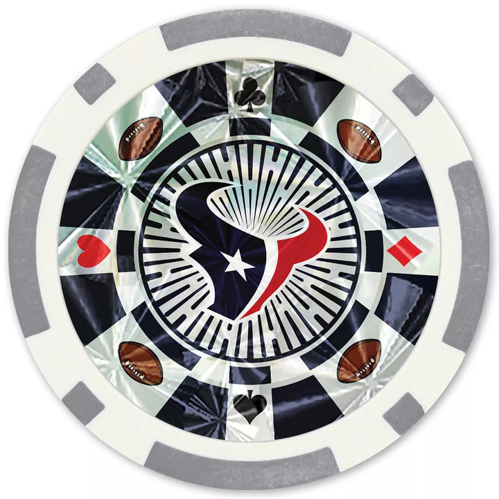 Masterpieces Casino Style 20 Piece 11.5 Gram Poker Chip Set NFL Houston Texans Silver Edition.