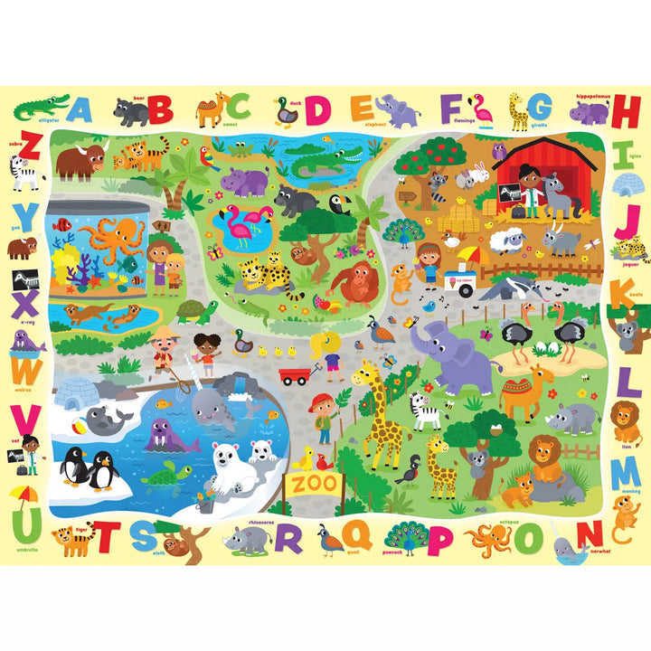 Masterpieces 48 Piece Kids Jigsaw Puzzle - Alphabet at the Zoo - 14"X19".