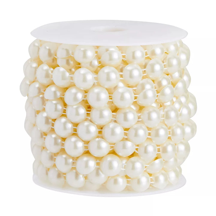 Bright Creations White Half-Round Spools of Pearls for DIY Crafts, Wedding Decorations, 10Mm Beads, 10 Yards