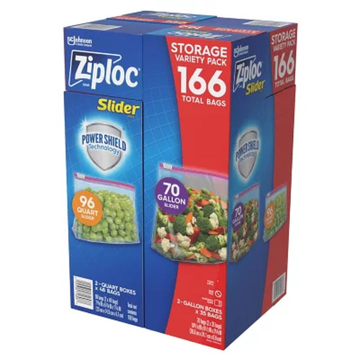 Ziploc Slider Storage Bags Variety Pack, Quart 96 Ct., Gallon 70 Ct.