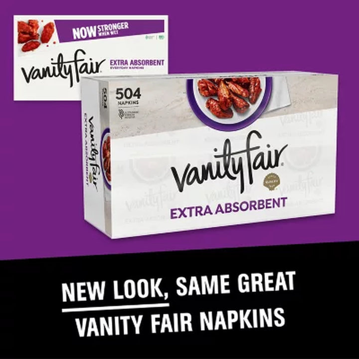 Vanity Fair Extra Absorbent Disposable Paper Napkins, White (504 Ct.)