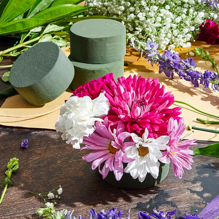 Bright Creations 6 Pack Floral Foam Blocks for Fresh Flower Arrangements - Wet round Flower Foam (3.75 X 1.8 In)