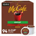 Mccafe Decaf Premium Roast K-Cup Coffee Pods 94 Ct.