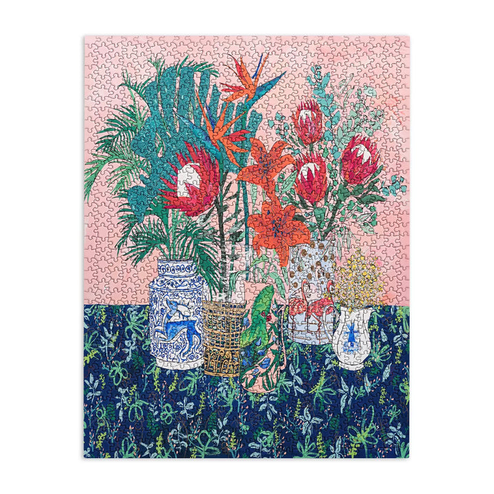 Lara Lee Meintjes the Domesticated Jungle Floral Still Life Art Jigsaw Puzzle - Deny Designs