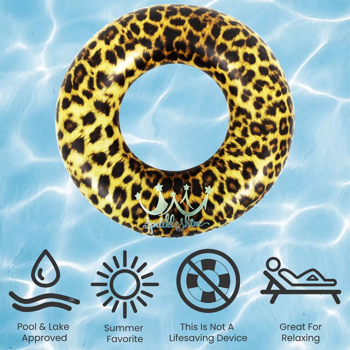 Pool Central Inflatable Leopard Print Swimming Pool Inner Tube - 35"