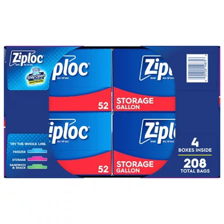 Ziploc Gallon Storage Bags with New Stay Open Design, 208 Ct.