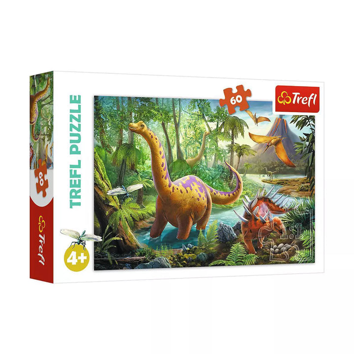 Trefl Dinosaur Migration Jigsaw Puzzle - 60Pc: Educational Animal Theme, Age 4+ Gender Neutral, Cardboard