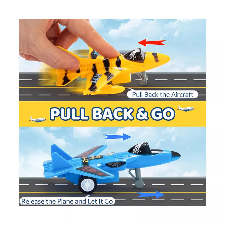 Syncfun 16 Pcs Pull Back Airplane Toys, Boys Plane Playset, Aircraft Incl Helicopter Toys, Fighter Jet Toys, Bomber Biplane Toy, Gifts for Toddler S