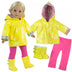 Sophia’S Raincoat, Leggings, Wellies, & Umbrella Set for 18” Dolls, Yellow/Hot Pink