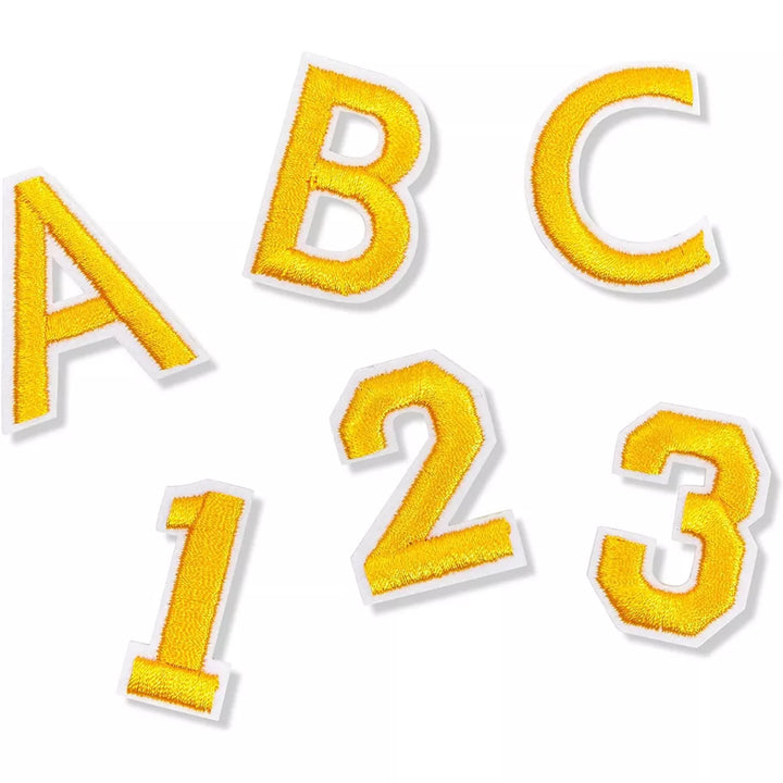 Bright Creations 82-Pack Gold Alphabet Letter and Number Iron on Patches for Applique, Sewing (1 X 1.4 In)