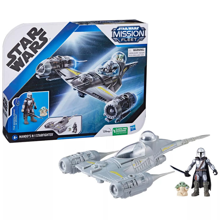 Star Wars Mission Fleet Mando'S N-1 Starfighter Speed Run Action Figure Set