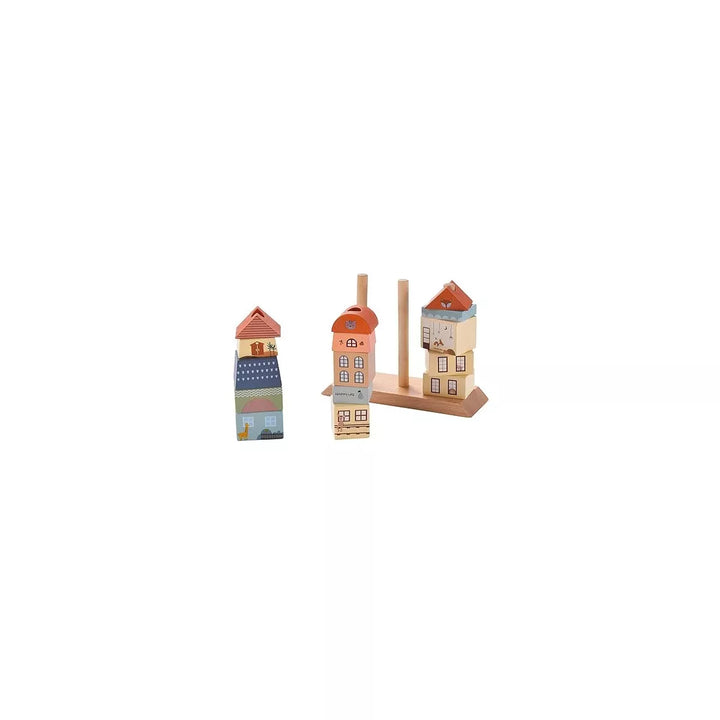 CHILDLIKE BEHAVIOR Wooden Building Blocks Set for Toddler, Brown