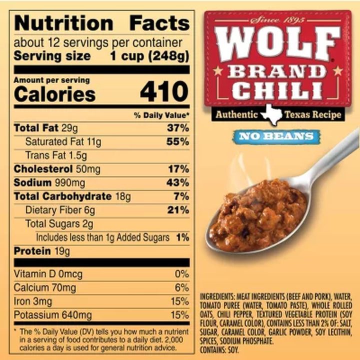Wolf Brand "No Bean" Chili (106 Oz.)