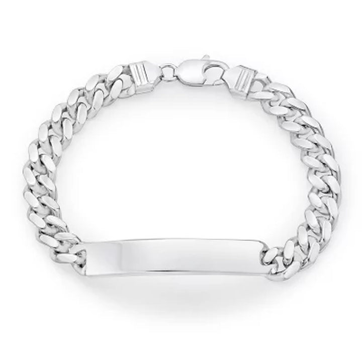 Italian Sterling Silver Polished Curb Chain ID Bracelet, 8.5"