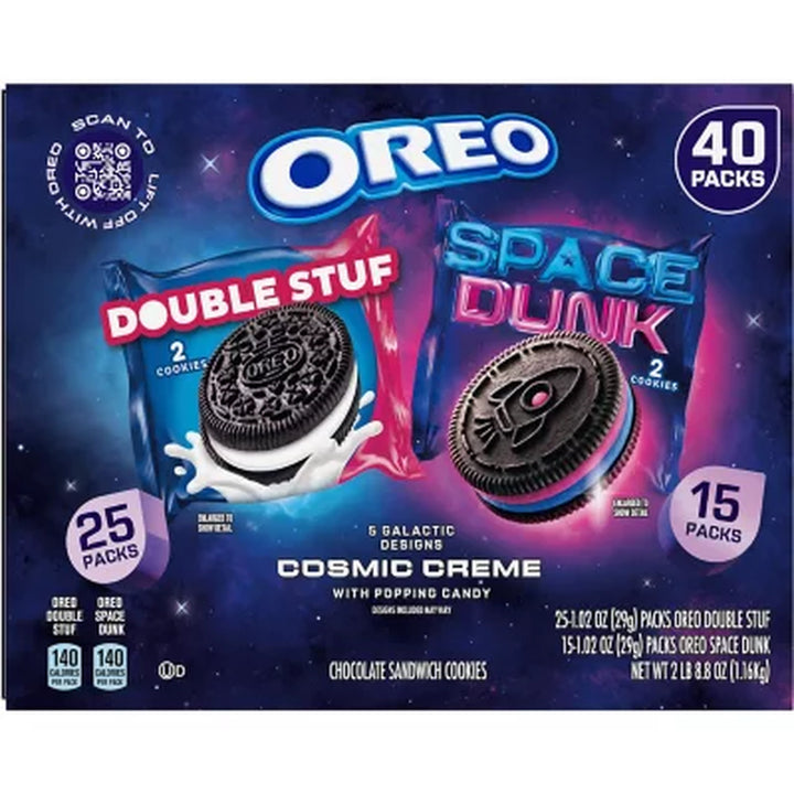 OREO Space Dunk & Double Stuf Sandwich Cookies, Variety Pack, 1.02 Oz., 40 Pk.