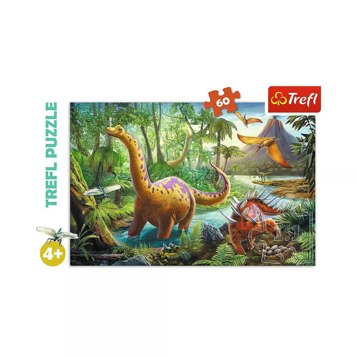 Trefl Dinosaur Migration Jigsaw Puzzle - 60Pc: Educational Animal Theme, Age 4+ Gender Neutral, Cardboard