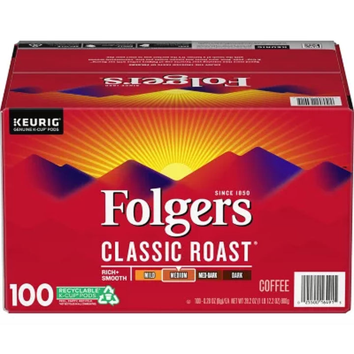 Folgers Classic Medium Roast K-Cup Coffee Pods 100 Ct.