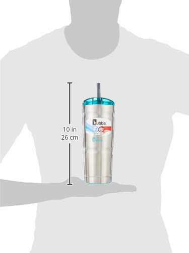 Bubba Envy S Vacuum-Insulated Stainless Steel Tumbler with Lid and Straw, 24oz Reusable Iced Coffee or Water Cup, BPA-Free Travel Tumbler, Steel/Island Teal No Bumper