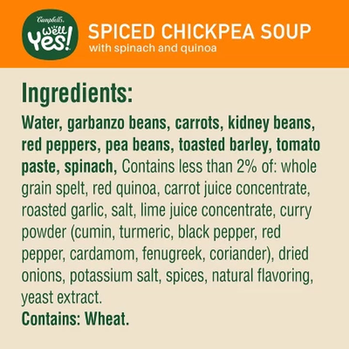 Campbell'S WELL YES! Spicy Chickpea Soup Bowl (11Oz., 8Pk.)