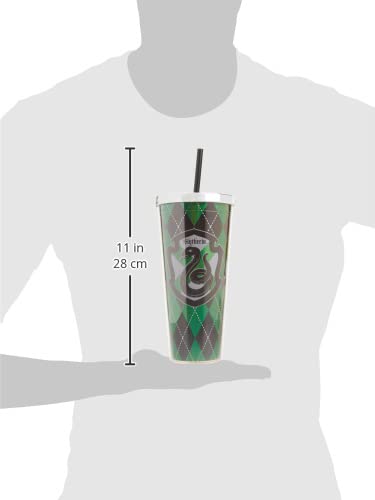 Spoontiques - Harry Potter Tumbler - Slytherin Foil Cup with Straw - 20 oz - Acrylic - Green