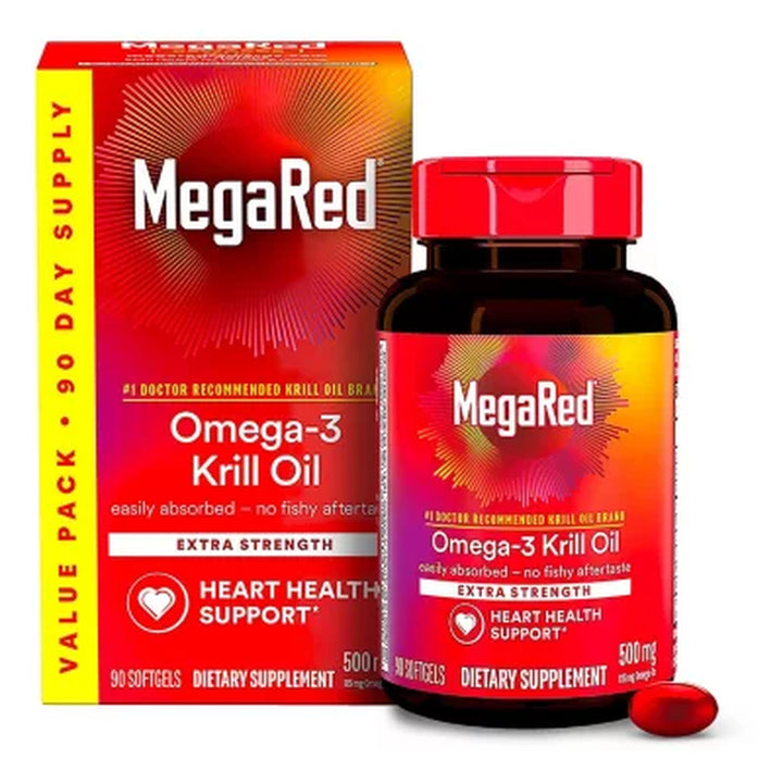 Megared 500Mg Omega-3 Krill Oil Supplement Softgels 90 Ct.