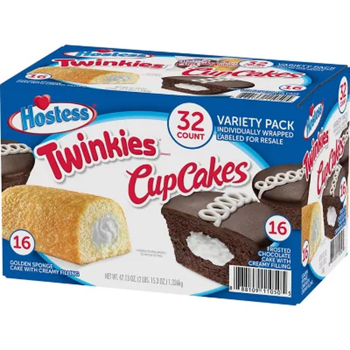 Hostess Twinkies & Cupcakes Variety Pack Snack Cakes, 32 Pk.