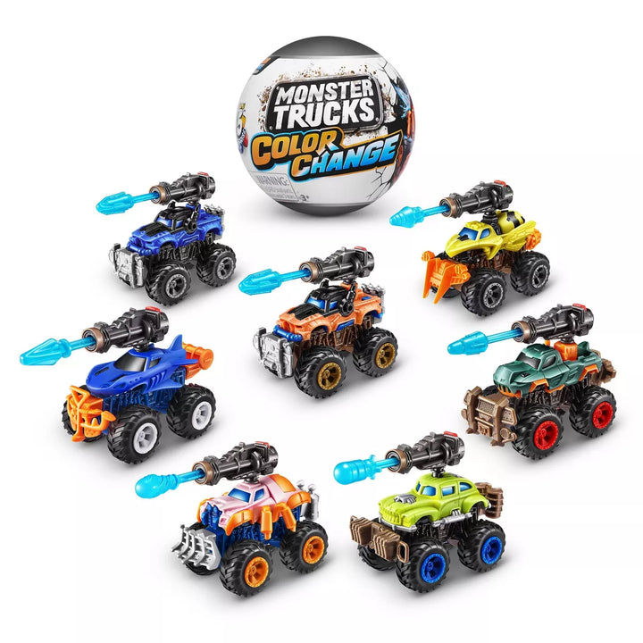 5 Surprise Monster Trucks Color Change Capsule with Mini Figures