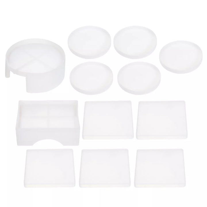 Unique Bargains Rectangle and round Silicone Non-Deformable Cup Mould Set 12 Pcs