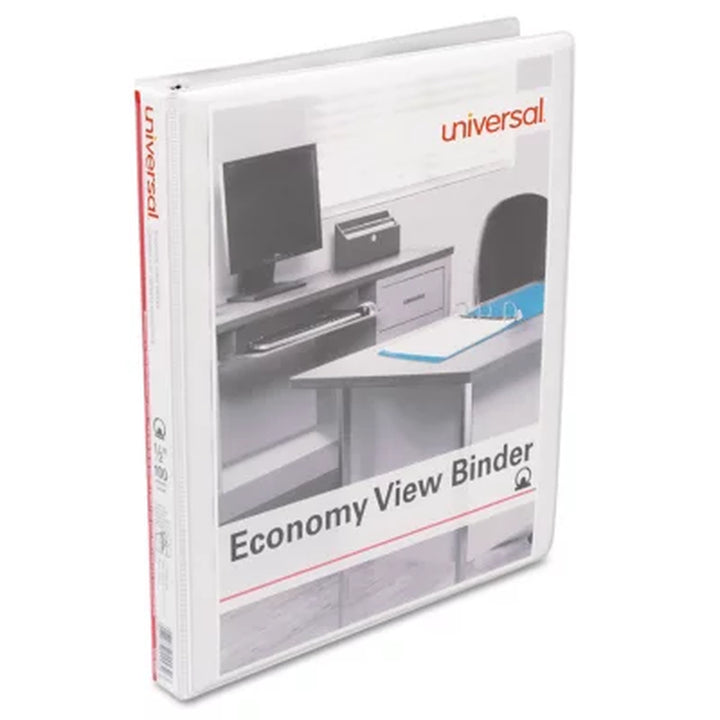 Universal Economy round Ring View Binder, White, 6/Pack, Select a Size