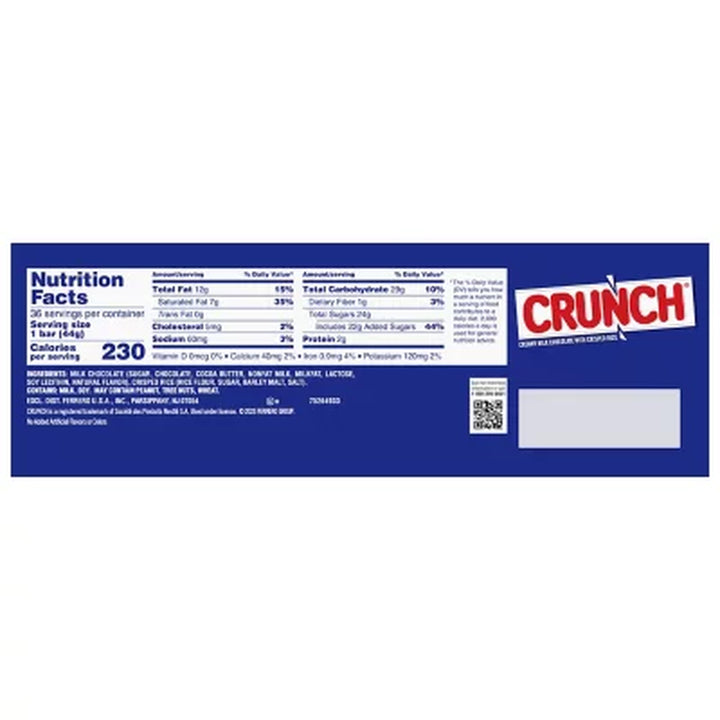 CRUNCH Candy Bars, Full Size, 1.55 Oz., 36 Pk.