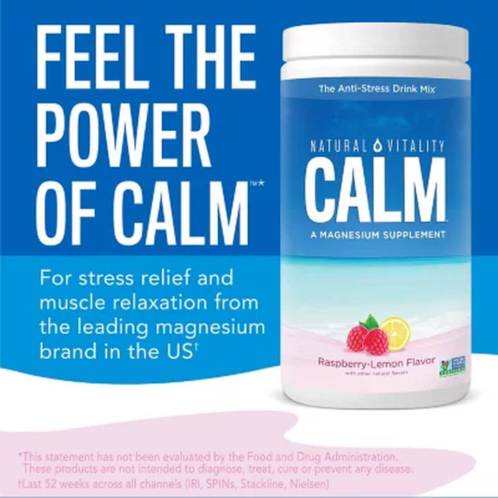 Natural Vitality Calm the Anti-Stress Dietary Supplement Powder, Raspberry Lemon 20 Oz.