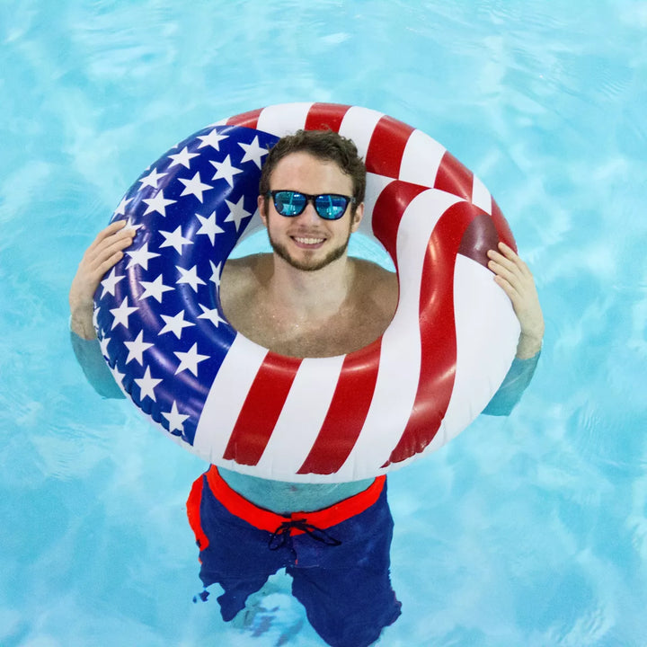 Swimline 36 Inch Inflatable American Flag Swimming Pool Tube Float (12 Pack)