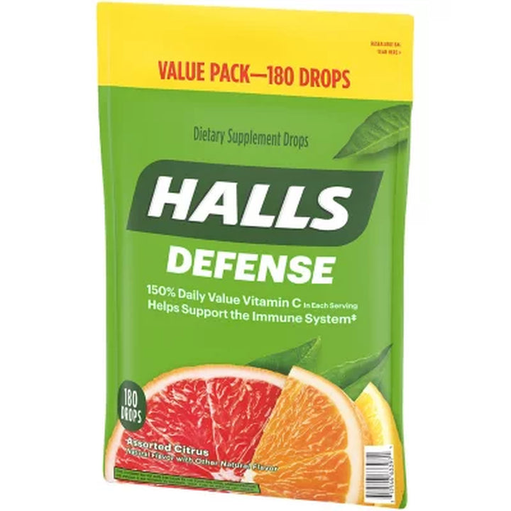 Halls Defense Assorted Citrus Vitamin C Drops Value Pack (180 Ct.)