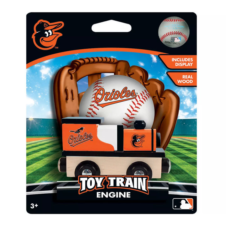 Masterpieces Officially Licensed MLB Baltimore Orioles Wooden Toy Train Engine for Kids.