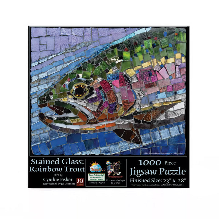 Sunsout Stained Glass Rainbow Trout 1000 Pc Jigsaw Puzzle 70711