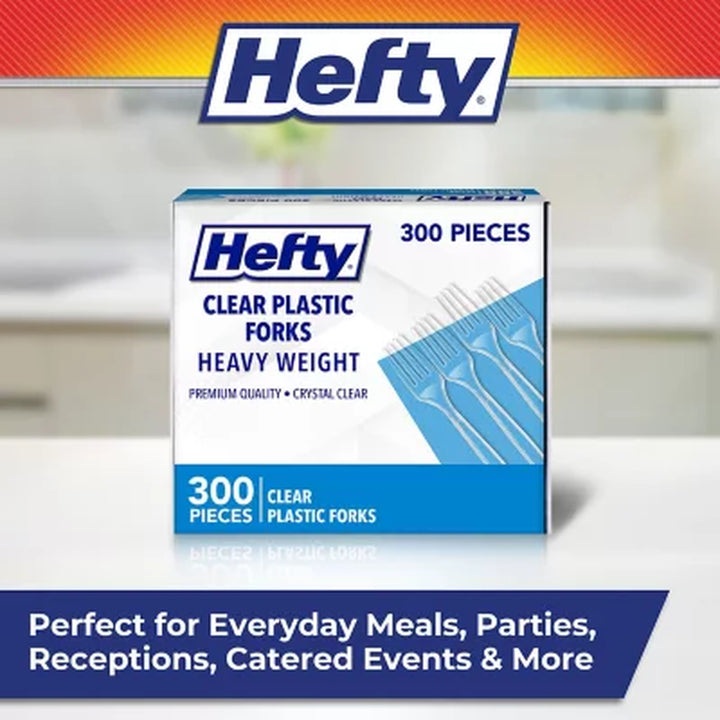 Hefty Clear Heavy Weight Plastic Forks 300 Ct.