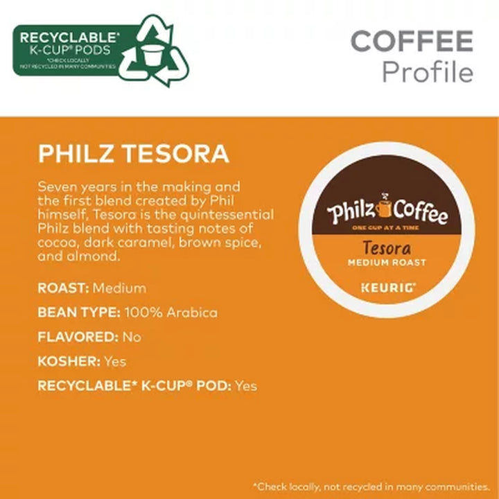 Philz Coffee Philtered Soul and Tesora Medium Roast K-Cup Pods, Variety Pack, 50 Ct.