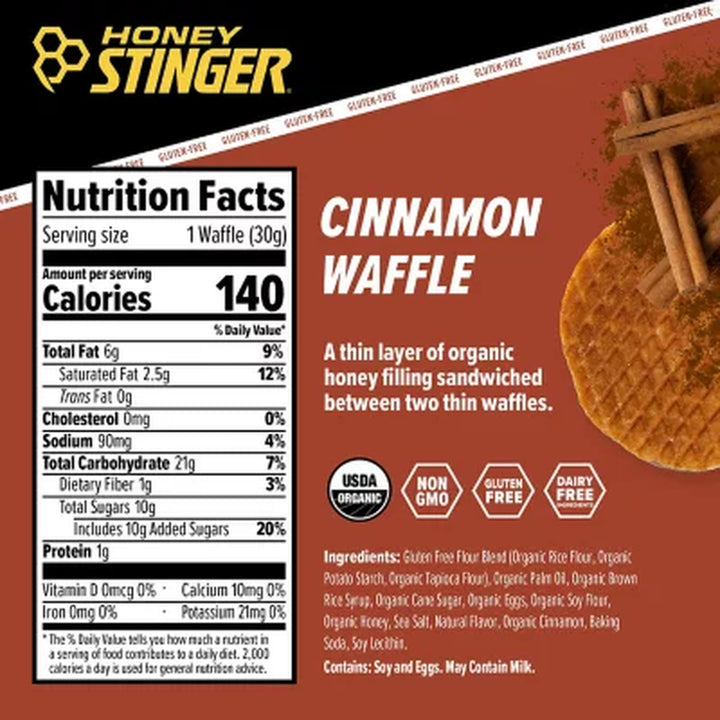 Honey Stinger Gluten Free Waffle Box Pack, Cinnamon (12 Ct.)