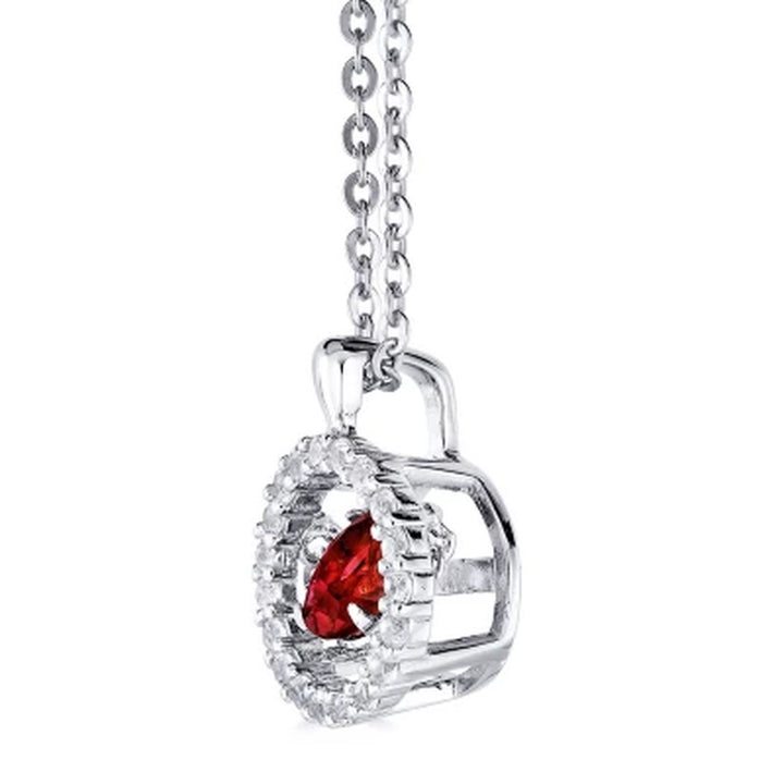 Dancing Genuine Garnet and Lab Created White Sapphire Pendant and Earring Set in Sterling Silver